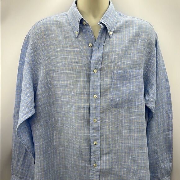 Brooks Brothers Linen Blue Casual Button Down Shirt - Picture 1 of 4